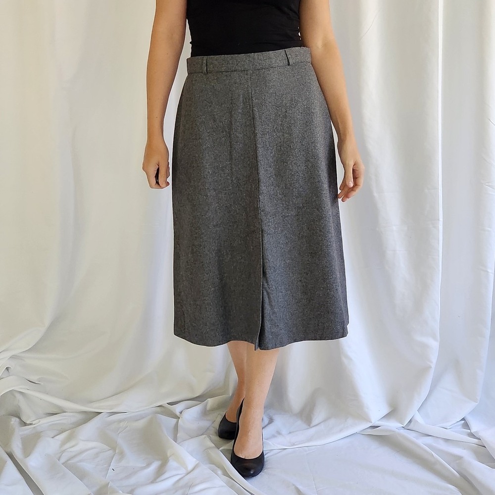 80s Gray Wool Blend(?) A Line‎ Skirt